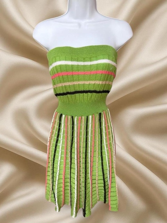 bebe Dresses & Skirts - Y2K Bebe Green Strapless Knit Mini Dress Indie Sleaze Mcbling